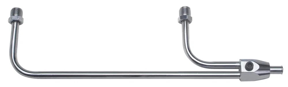 2198 – TRANSDAPT Carburetor Fuel Line, Holley 3310 Single 8-21/32 Inch Length Chrome